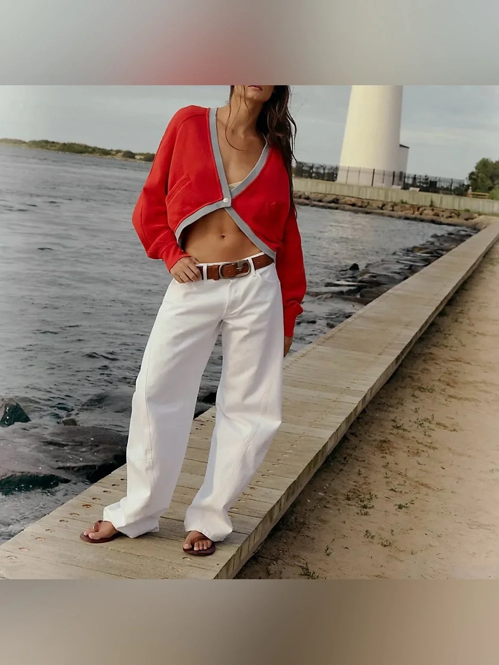 NWT Free People We The Free Fable Low-Rise Twisted Bowed Jeans - White - 25S